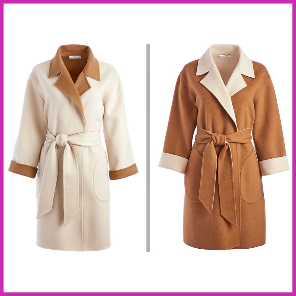 Alice + Olivia Tomiko Gorgeous Reversible Cashmere & Wool Blend Long Coat - Picture 15 of 16